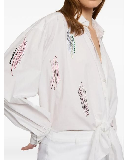 Cinq À Sept White Marianna Paillette Whirl Tied Shirt