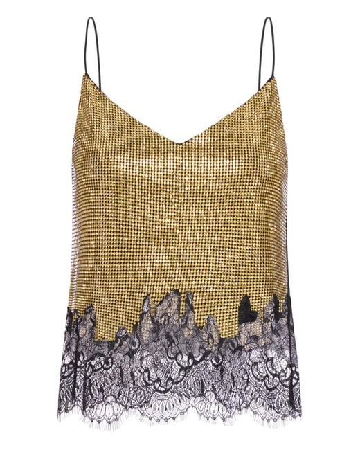 Self-Portrait Brown Chainmail Lace Trim Top