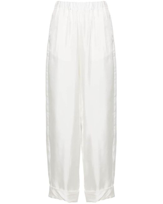 Blanca Vita White High-waist Silk Palazzo Trousers