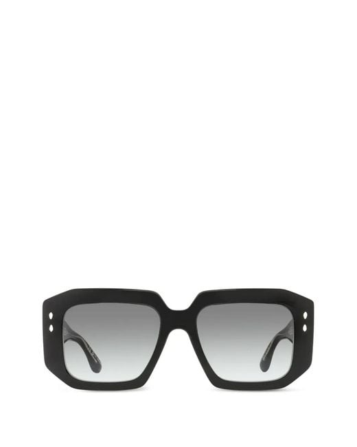 Isabel Marant Black Lizzy Rectangular-Frame Sunglasses