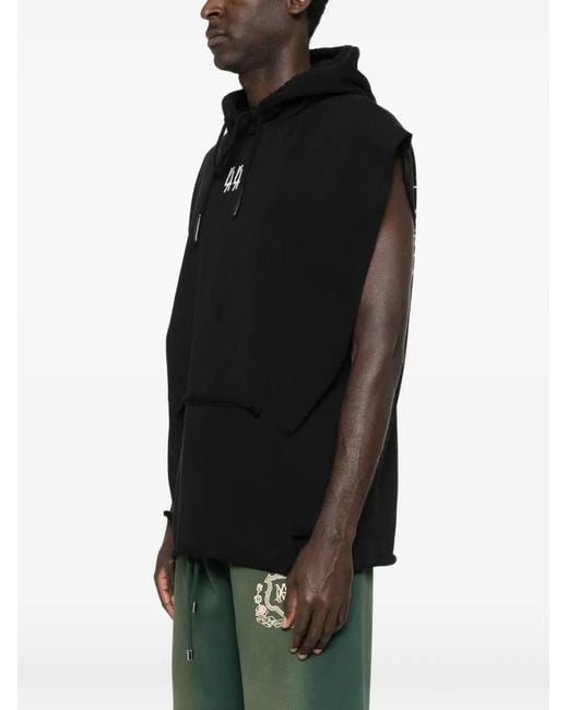 44 Label Group Black Mini Logo Hooded Sweatshirt for men