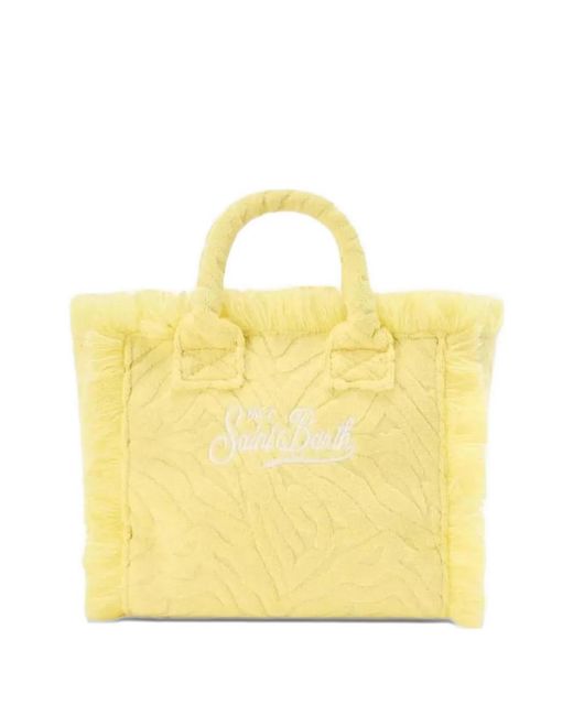 Mc2 Saint Barth Yellow Colette Zebra-Embossed Tote Bag