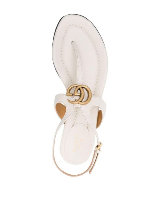 Gucci White Double G Thong Sandal