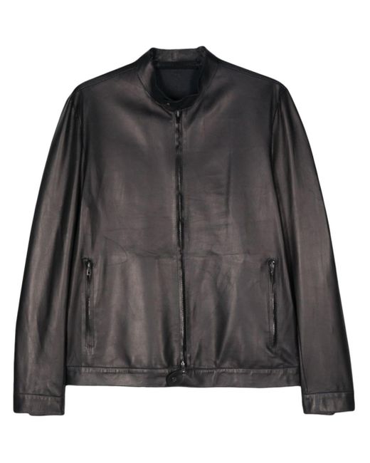 Salvatore Santoro Black Zip-up Leather Jacket for men
