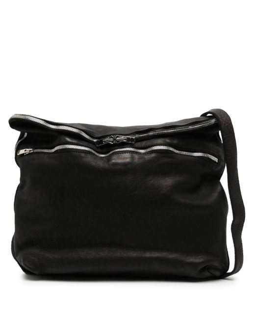 Guidi Black Leather Shoulder Bag for men
