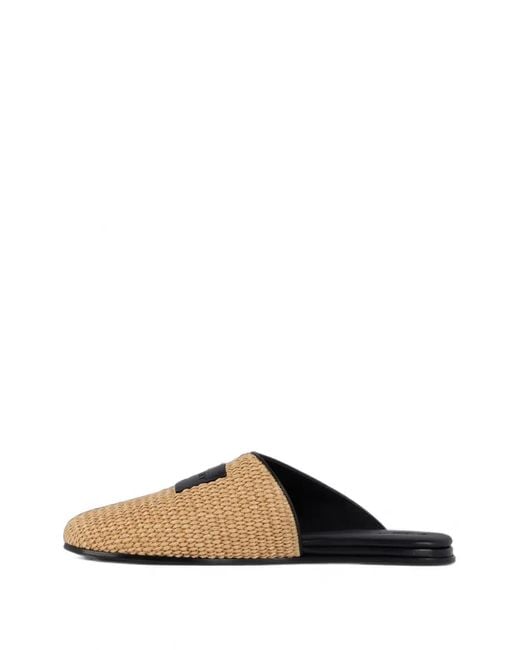 Givenchy White Label Raffia-Effect Flat Mules
