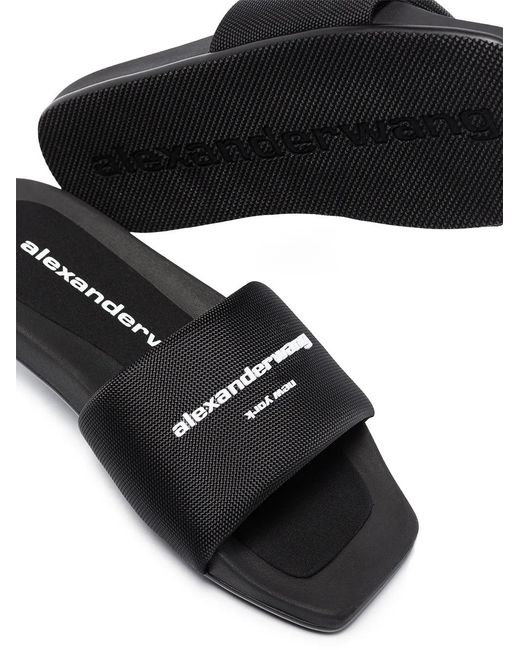 Alexander Wang Black Pool Slides Sandals