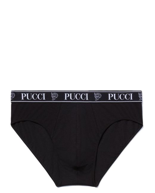 Emilio Pucci Black Logo-waistband Briefs (pack Of Three) for men