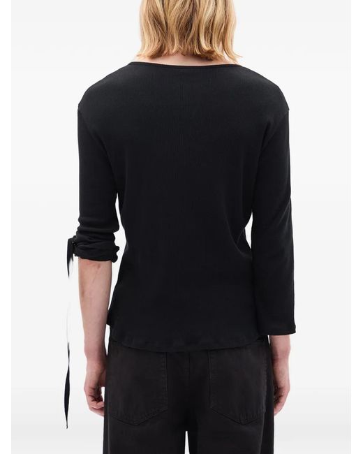 Ann Demeulemeester Black Ilyas Ribbed Tie-Detail T-Shirt for men