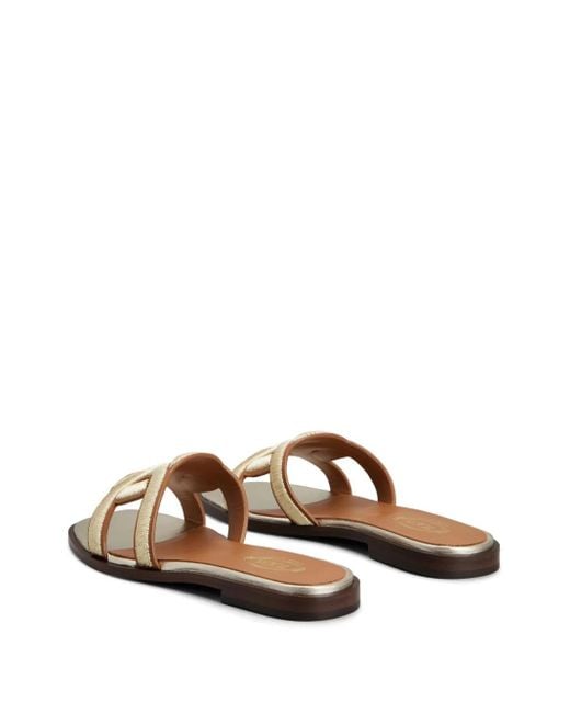 Tod's エンブロイダリーレザーサンダル Natural