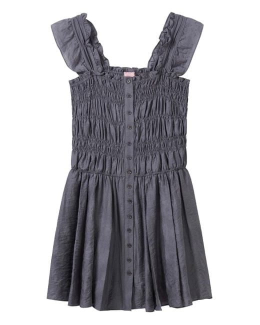 B+ AB Gray Ruffled Smocked Mini Dress