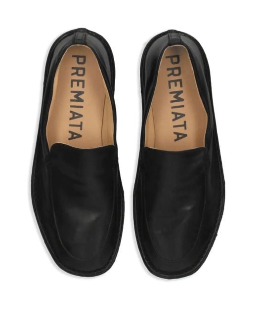 Premiata Black Leather Slip-On Loafers for men