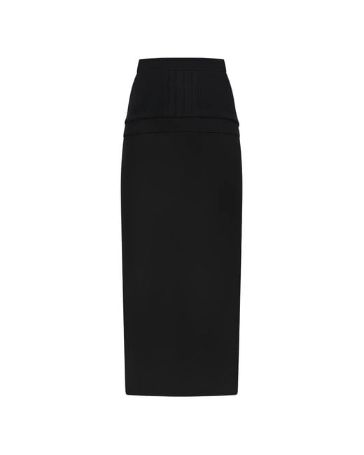 The Attico Black Ribbed Pencil Skirt