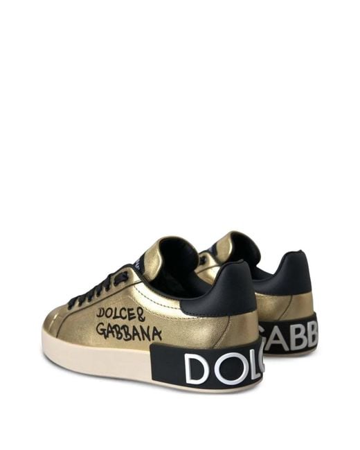 Dolce & Gabbana Black Portofino Metallic Sneakers