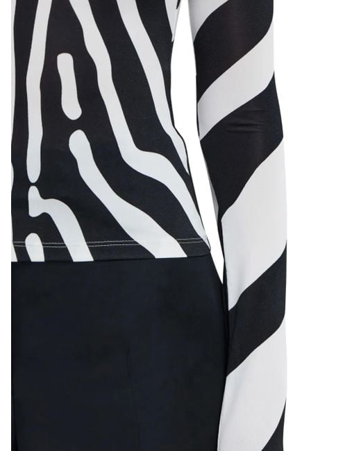 Ferragamo Black Animal-Print High-Neck Top