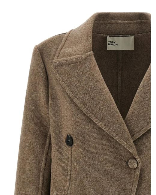 Tory Burch Green Double-Breasted Lapel-Collar Jacket