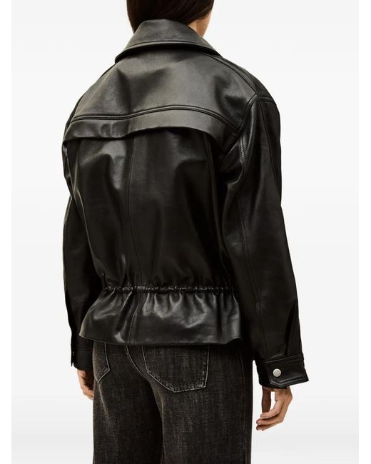 Ba&sh Black Kassia Peplum Leather Jacket