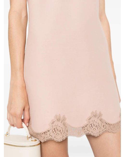 Valentino Garavani Pink Lace-Trim Shift Mini Dress