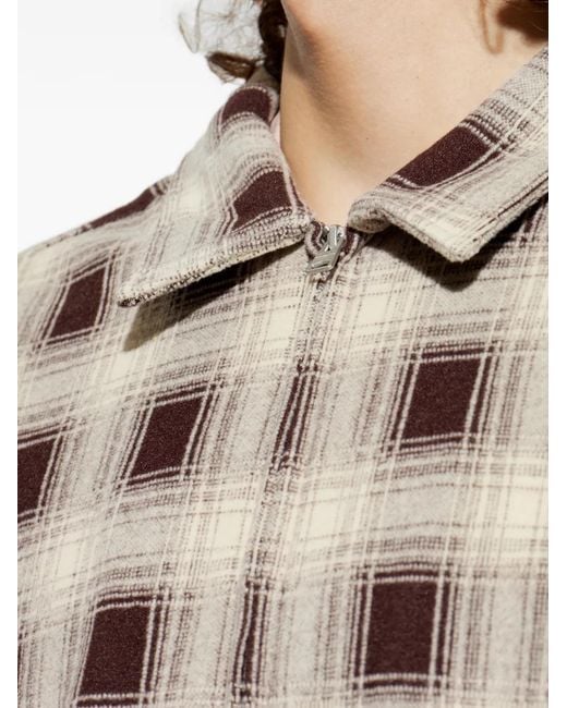 AllSaints Natural Krater Check-Pattern Zip-Up Shirt for men
