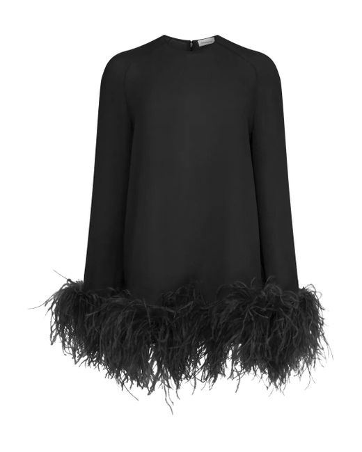 16Arlington Black Hodi Feather-Trim Mini Dress
