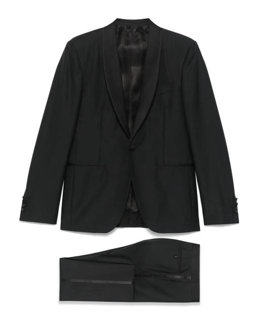 Canali Black Shawl-Lapels Suit for men