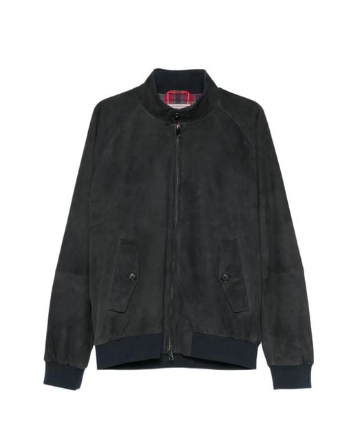 Baracuta Black Zip-Up Suede Jacket for men