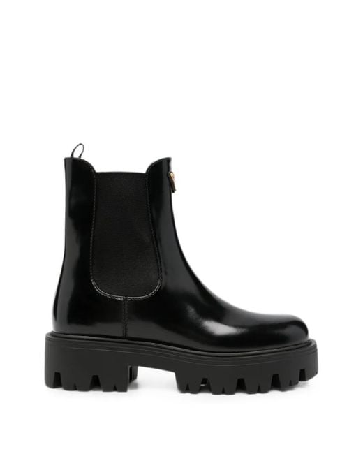 Prada Black Logo-Plaque Chelsea Boots