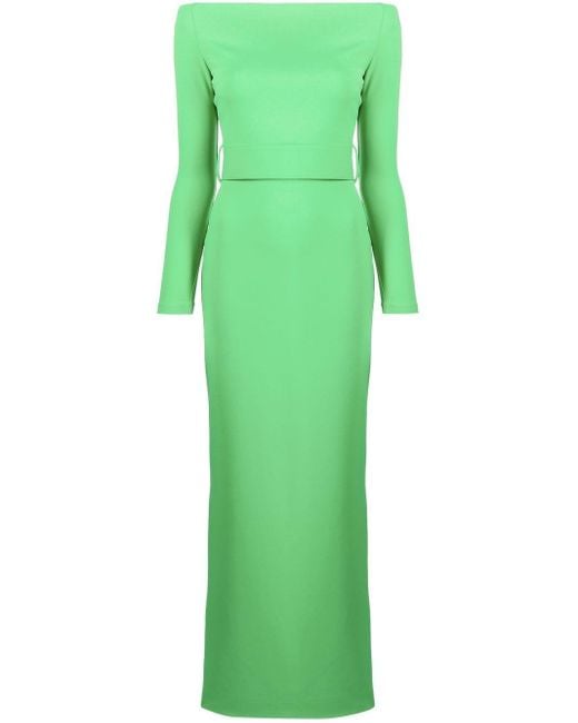 Solace London Green Sabina Off-the-shoulder Stretch-crepe Maxi Dress