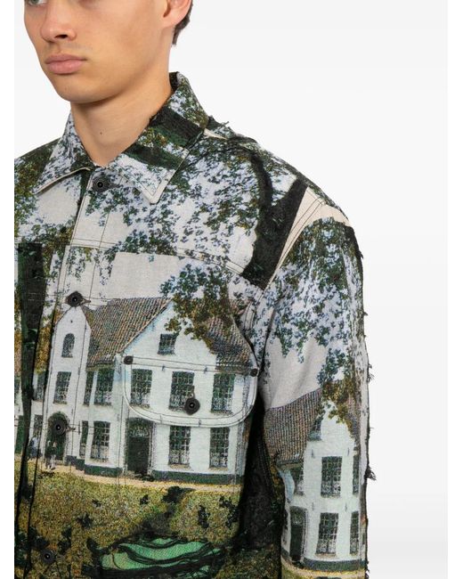 Junya Watanabe Green Printed Jacket for men