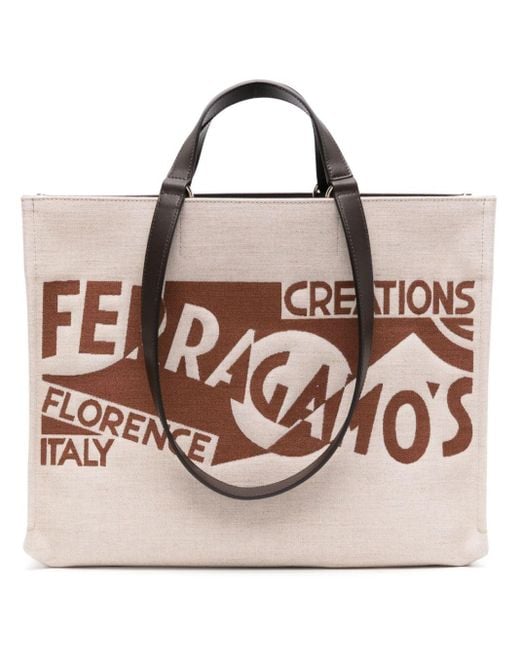 Ferragamo Pink Logo-embroidered Canvas Tote Bag