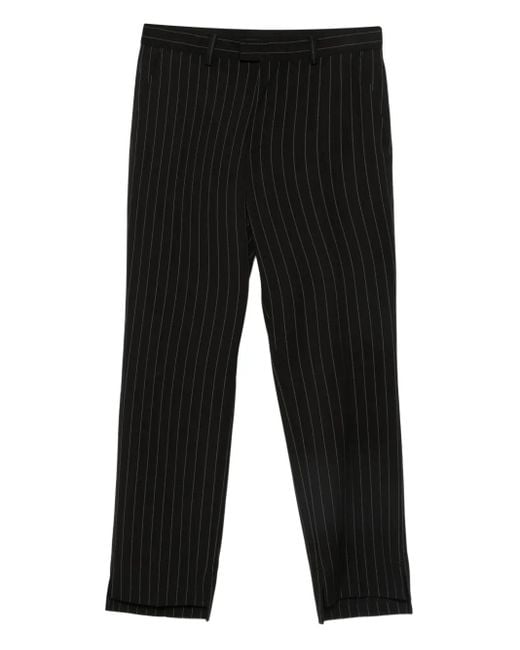 Notrainproof Black Pinstriped Tailored Trousers for men