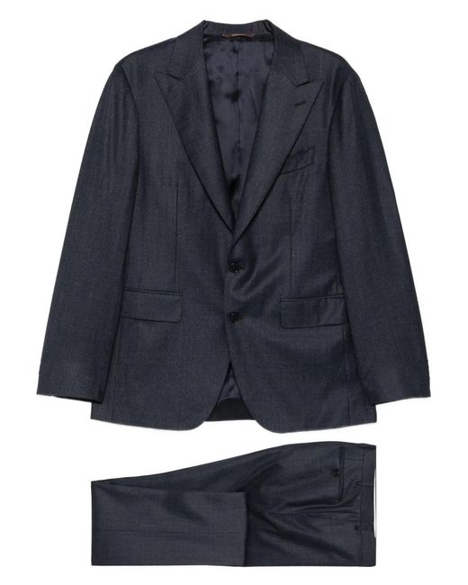 Canali Blue Checked Single-Breasted Suit for men