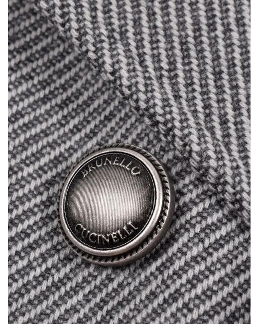 Brunello Cucinelli Gray Herringbone Double-Breasted Jacket for men