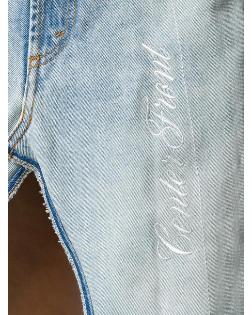 Heron Preston Blue X Sami Miro Split Detail Denim Skirt