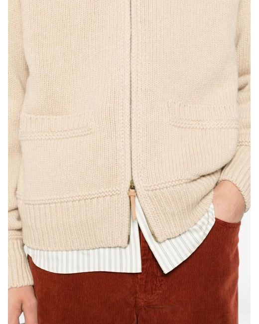 Sebago Natural Anchor-Intarsia Zip-Up Cardigan