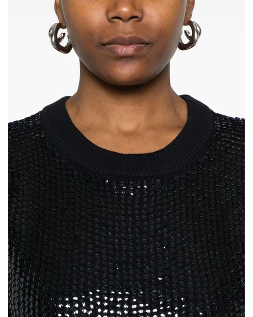 P.A.R.O.S.H. Black Sequin-Embellished T-Shirt
