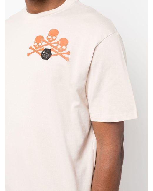 Philipp Plein White Skull Logo-print T-shirt for men
