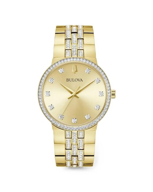 Bulova Metallic Crystal-Embellished 40Mm Watch for men