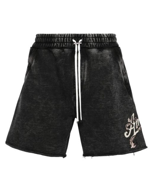 Amiri Black Filigree Cotton Track Shorts for men