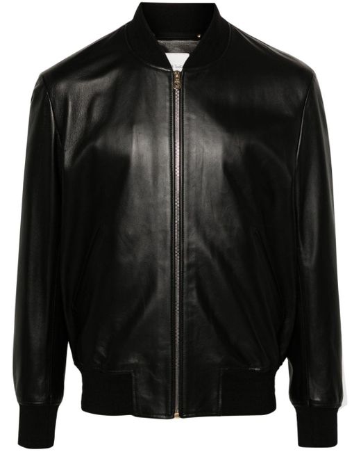 Paul Smith Black Leather Bomber Jacket for men