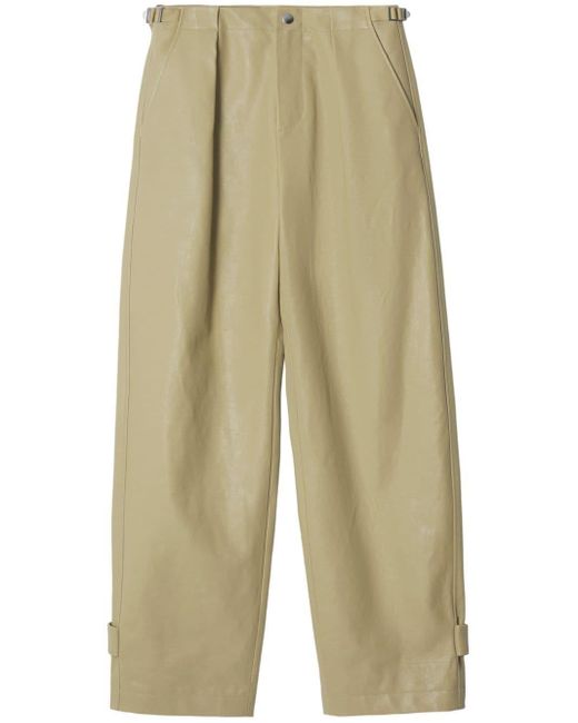 Burberry Natural Pleated Leather Trousers