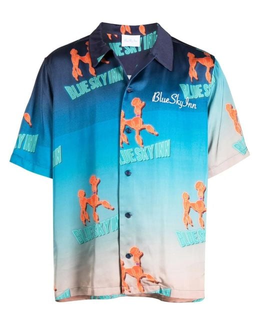 BLUE SKY INN Blue Dog-Print Short-Sleeve Shirt for men