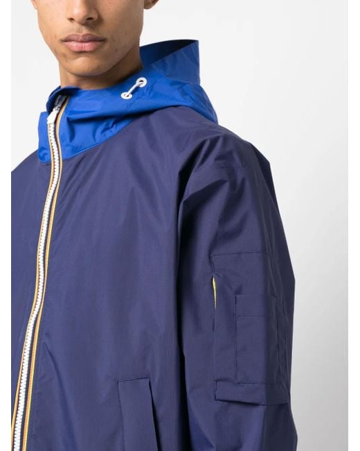 K-Way Blue Drawstring-Hood Zip-Up Jacket for men
