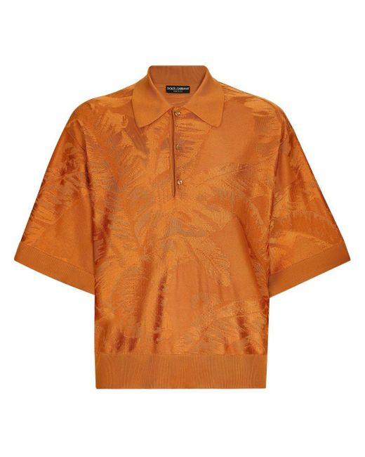 Dolce & Gabbana Orange Silk-blend Polo Shirt for men