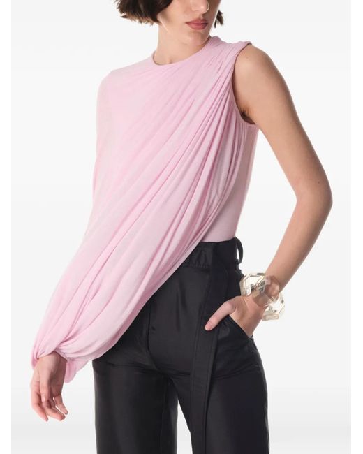 MANURI Pink Lillies Draped Blouse