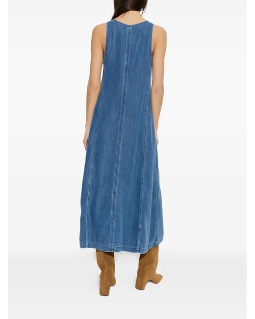Samsøe & Samsøe Blue Saskylar V-Neck Sleeveless Denim Maxi Dress