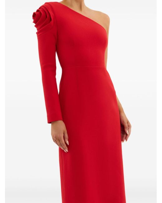 Rebecca Vallance Red Karina Floral-detailing Midi Dress