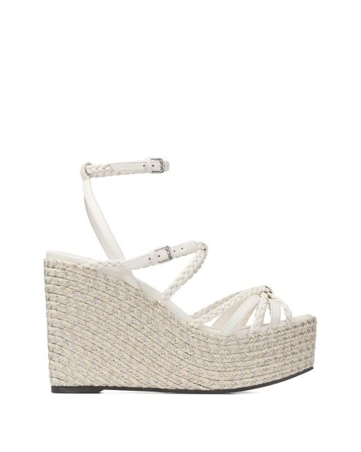 Jimmy Choo White Nyra 100 Braided-Strap Sandals
