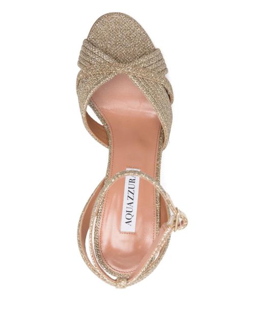Aquazzura Metallic 90Mm Very Sundance Ankle-Strap Sandals