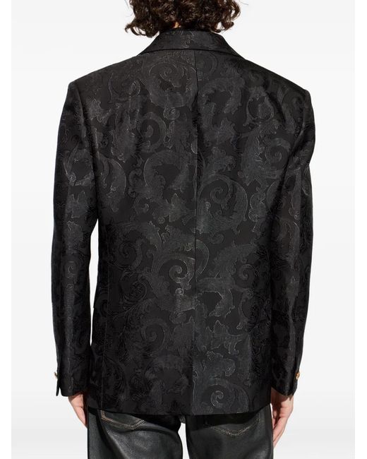 Versace Black Patterned Button Jacket for men